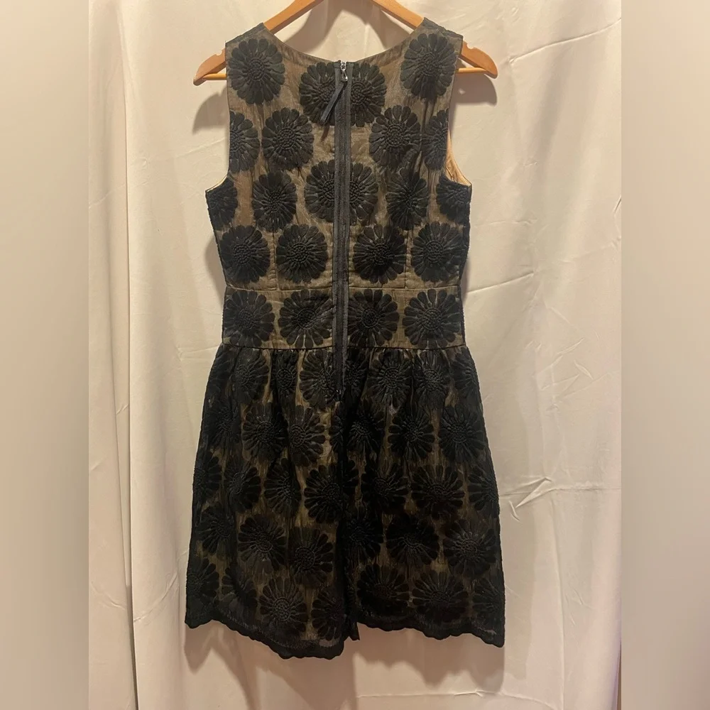 Leifsdottir Fit & Flare Sleeveless Sheer Black Dress with Tan Lining - Picture 4 of 16